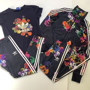 Adidas Firebird Floral Burst Jacket T-shirt Leggings Bundle Small